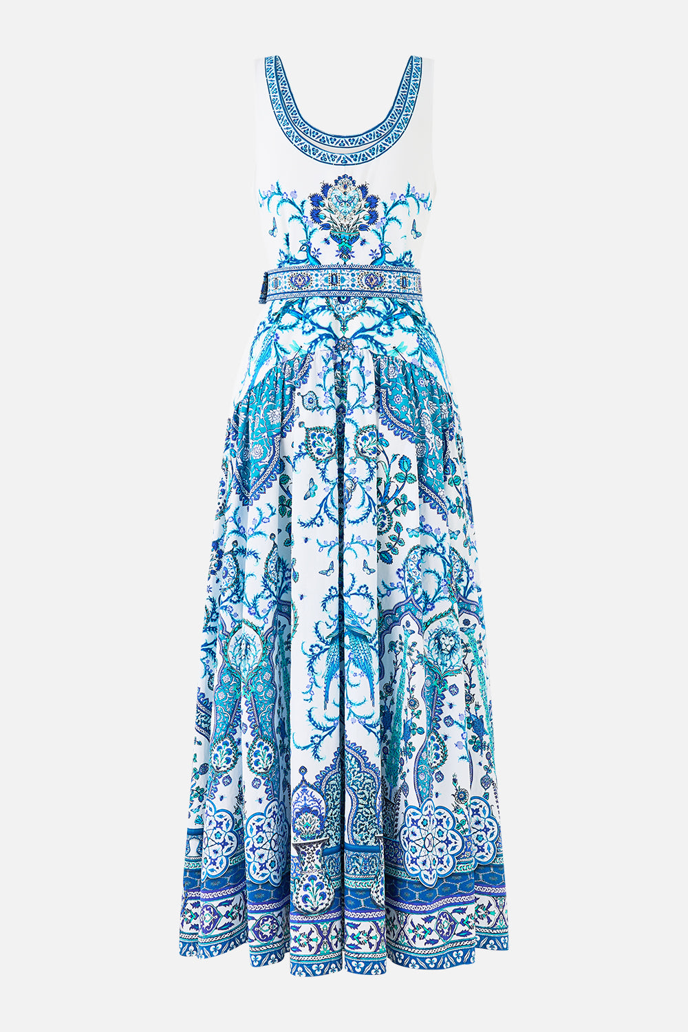 The CAMILLA BANDEAU ONE PIECE WITH EYELET TIE SIDES MAGIC CARPET RIDE in our  print.