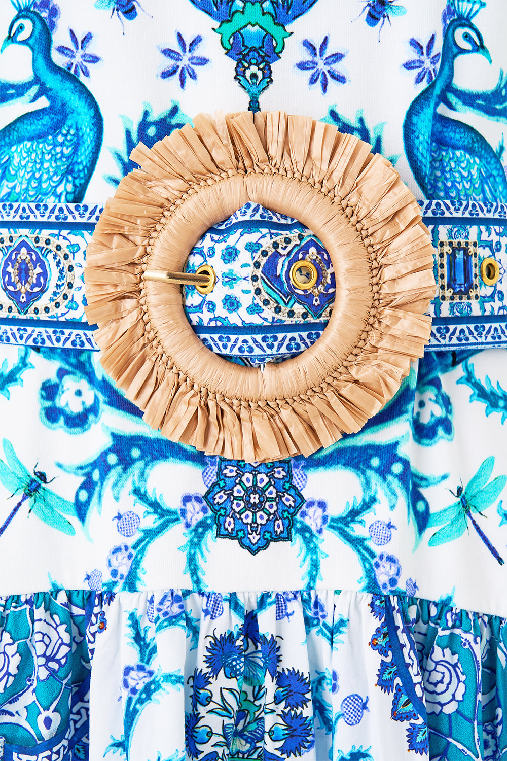 The CAMILLA BANDEAU ONE PIECE WITH EYELET TIE SIDES MAGIC CARPET RIDE in our  print.