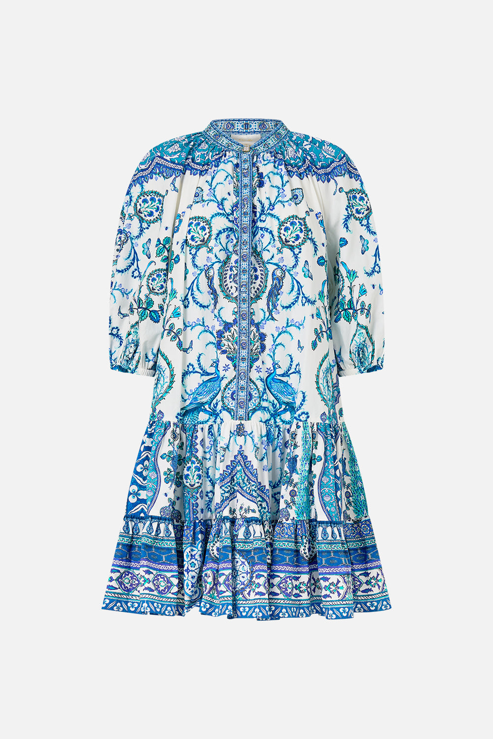 The CAMILLA PANELLED SIDE SPLIT TEE NOTES FROM THE ROAD in our  print.