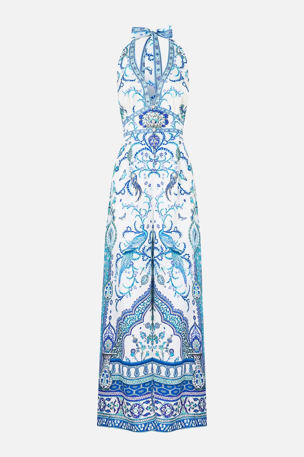 The CAMILLA BUTTON THROUGH SCARF BLOUSE FOOTSTEPS IN FOLKLORE in our  print.