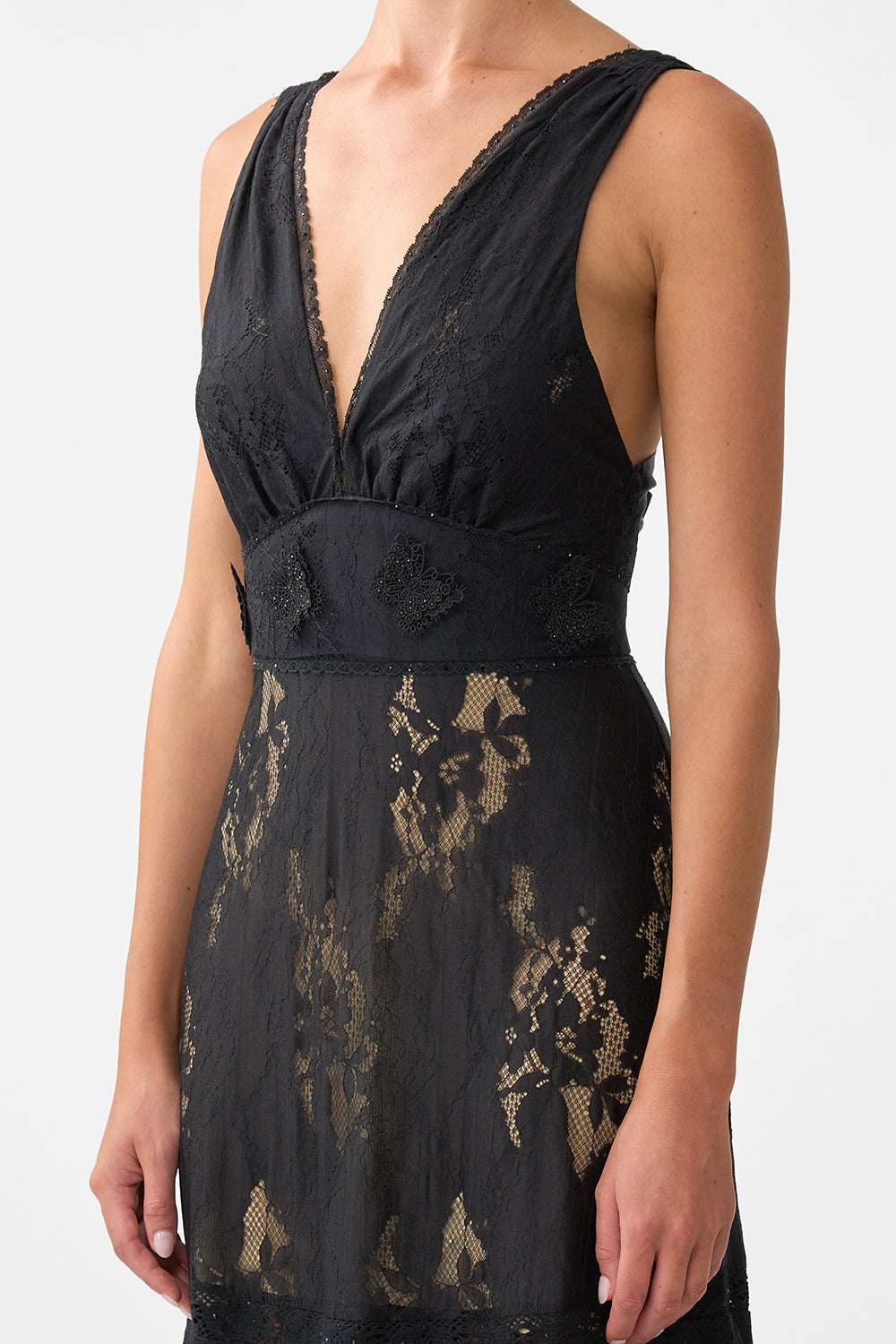 The CAMILLA STRAIGHT NECK DOUBLE STRAP BUTTON ONE PIECE EMBROIDERED EVER AFTER in our EMBROIDERED EVER AFTER print.