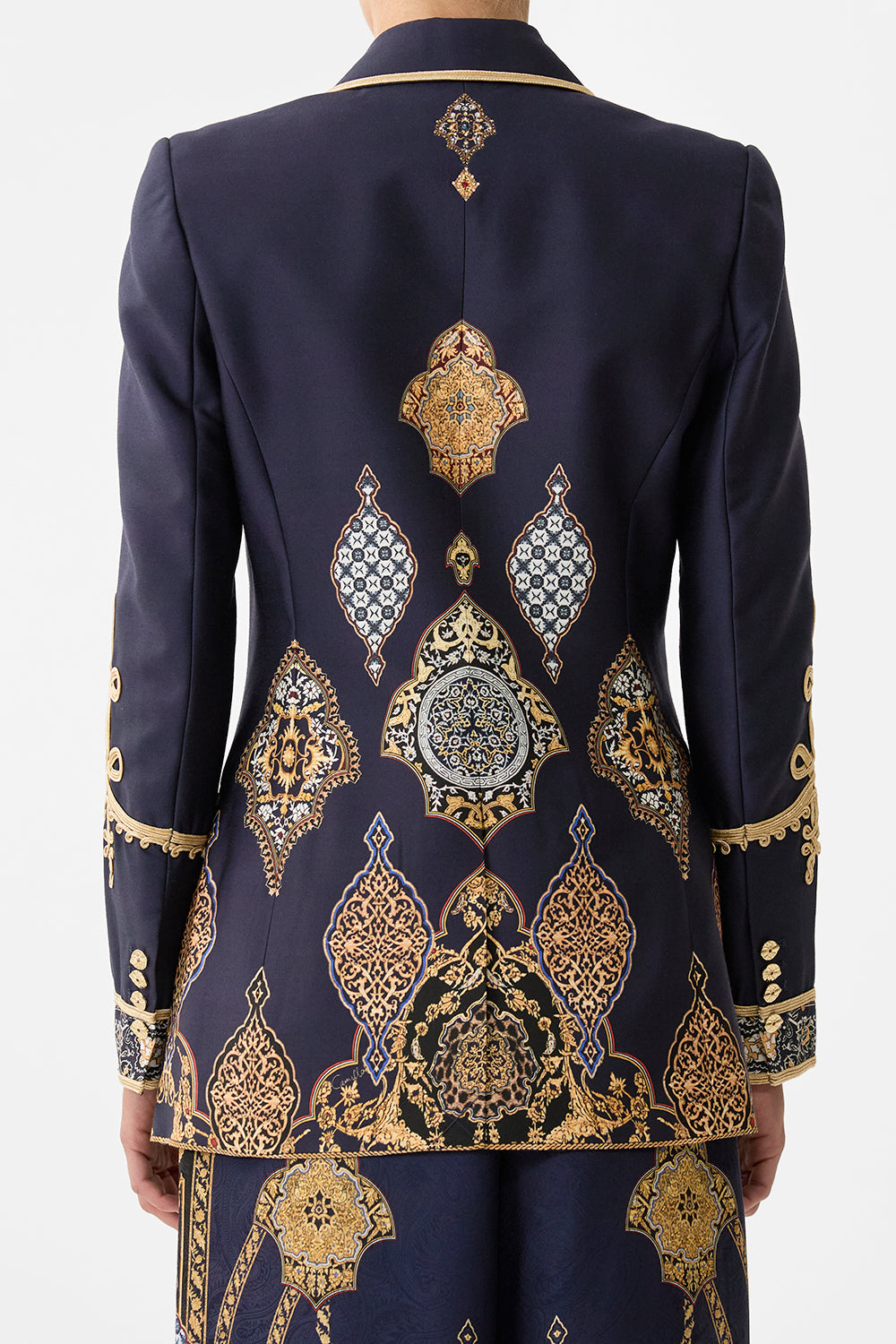 The CAMILLA LACE UP FRONT LONG DRESS PATCHWORK PANORAMA in our  print.