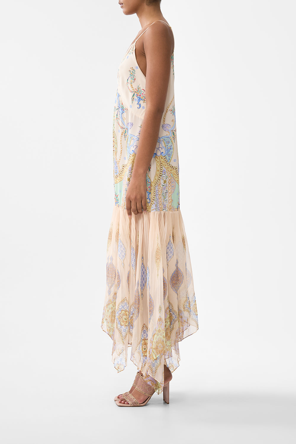 MINIMAL SLIP WITH PLEATED CHIFFON SKIRT EAST OF ISTANBUL