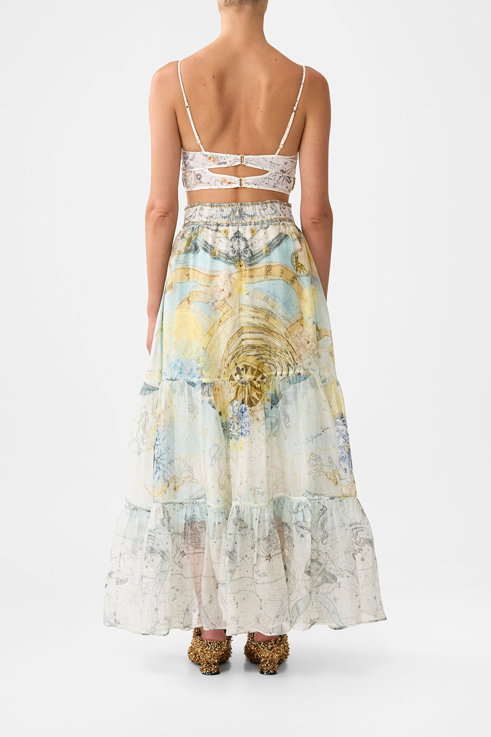 The CAMILLA LONG SPLIT FRONT TWIST DRESS OTTOMAN ELEGANCE in our  print.