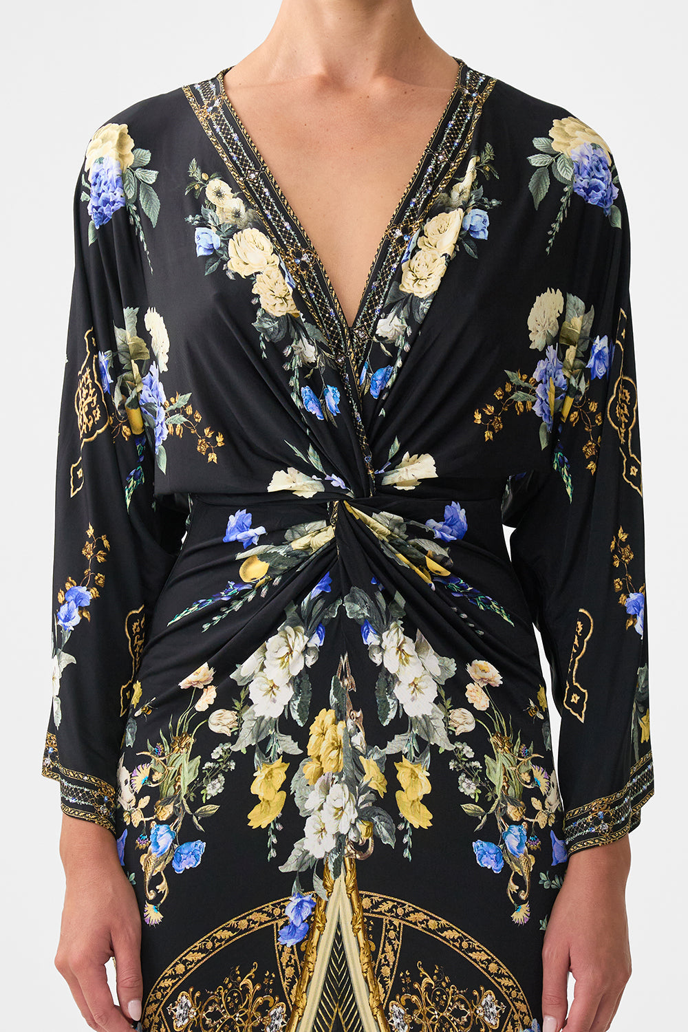 The CAMILLA SHIRT DRESS WITH BLOUSON SLEEVE OTTOMAN ELEGANCE in our  print.