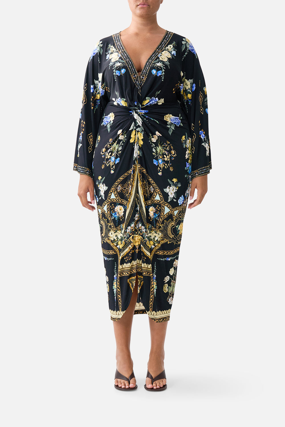 The CAMILLA SHIRT DRESS WITH BLOUSON SLEEVE OTTOMAN ELEGANCE in our  print.