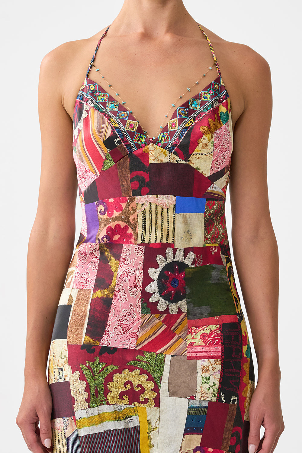 The CAMILLA CROPPED WRAP SHIRT MAGIC CARPET RIDE in our  print.