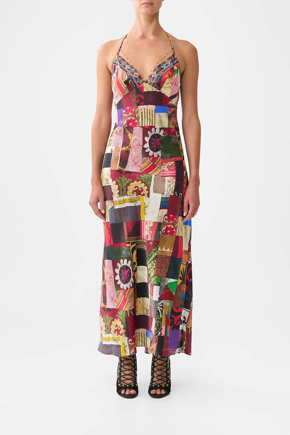 The CAMILLA ROUND NECK GATHERED BLOUSE MY LUCKY STARS in our  print.