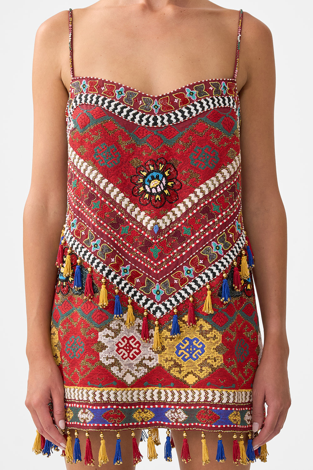 The CAMILLA WAIST TIE SHIRT DRESS WITH BUBBLE SLEEVE HIGH CLASS HOOKAH in our  print.