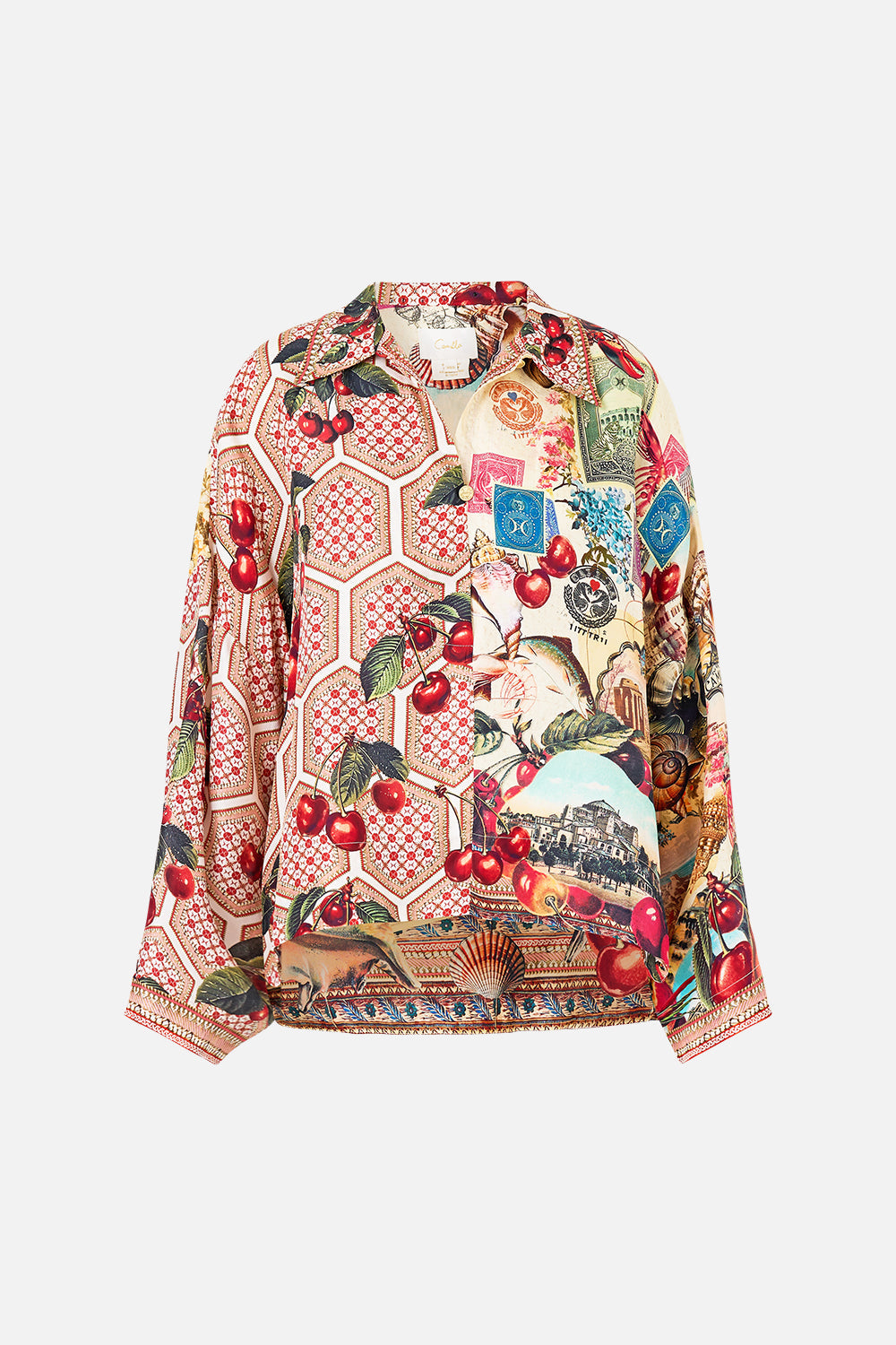 The CAMILLA TWIST FRONT WAISTED DRESS TOTEMS AND TREASURES in our  print.