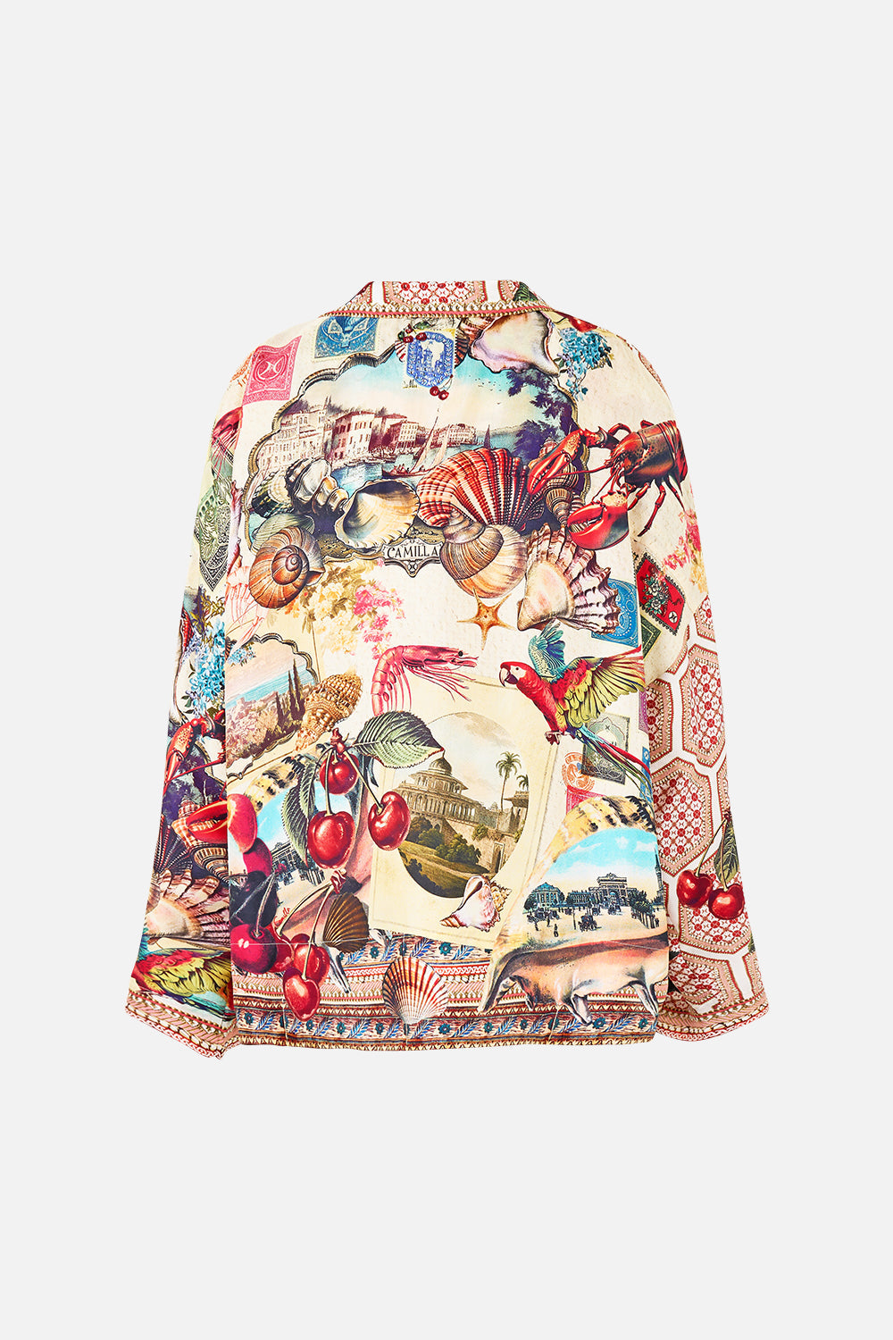 The CAMILLA DROP SHOULDER RUFFLE DRESS FABRIC OF TIME in our FABRIC OF TIME print.