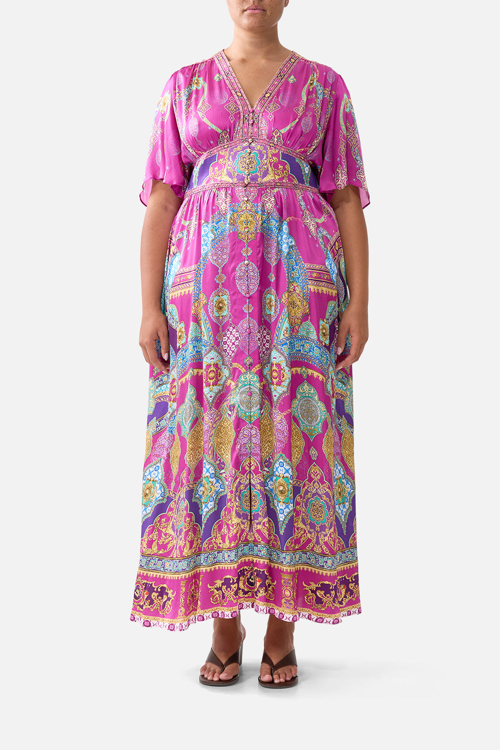 SHAPED WAISTBAND DRESS WITH FLUTTER SLEEVES CONCUBINES, SULTANS & COURTIERS