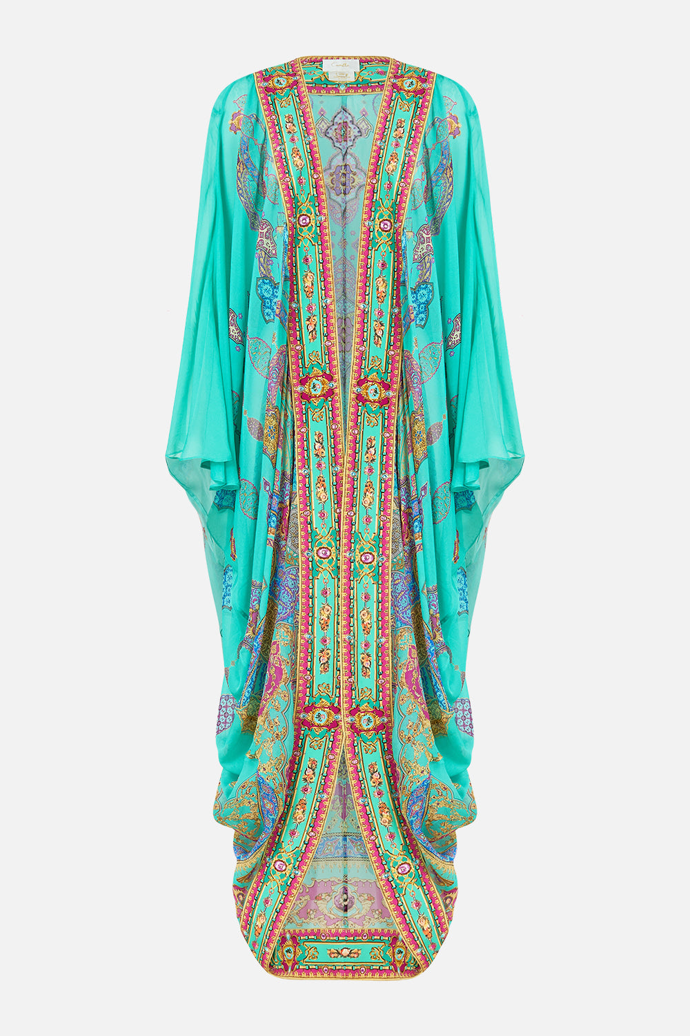 The CAMILLA long sleeve long cape from our print the concubines corridor, front product view