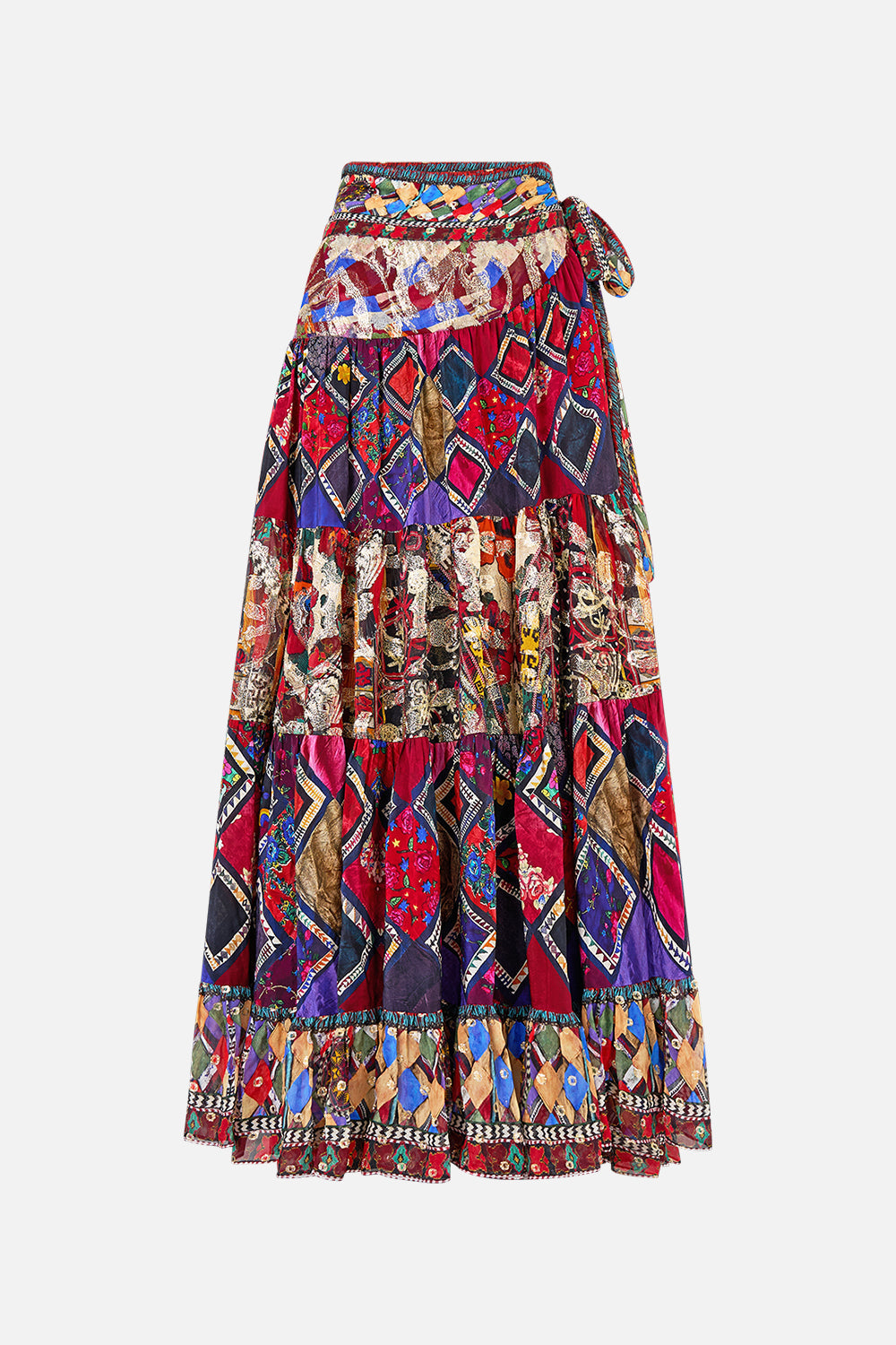 WRAP SKIRT WITH GATHERED PANELS PATCHWORK ALCHEMY
