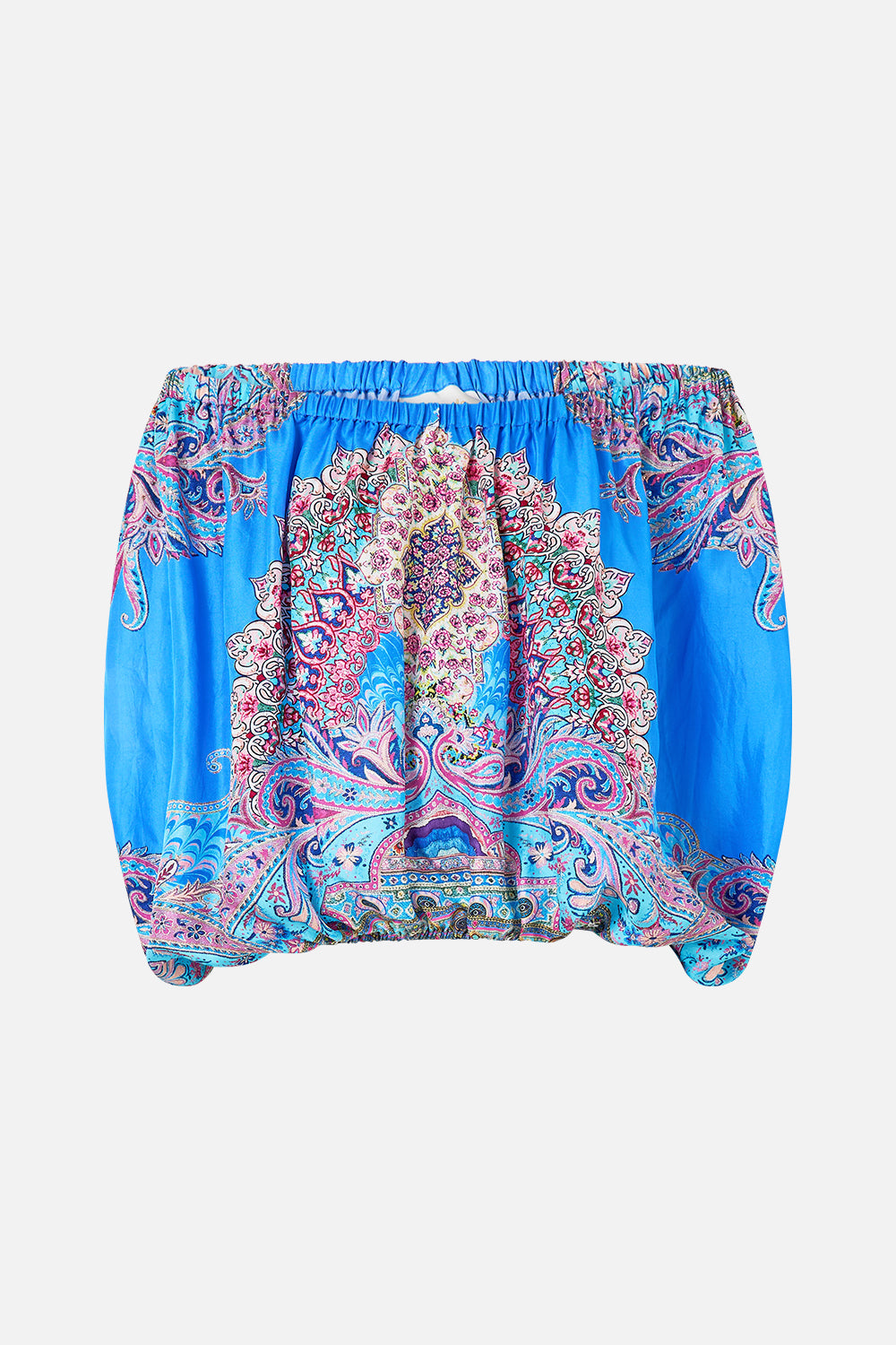 The CAMILLA CROPPED RELAXED SHIRT A CERAMIC GARDEN in our  print.