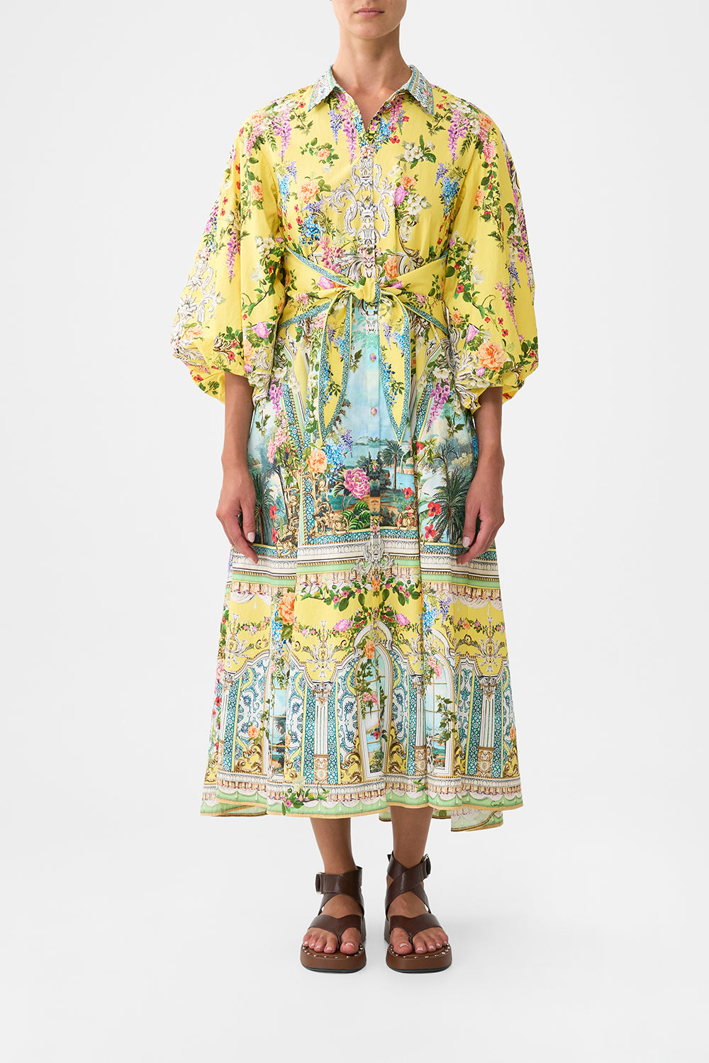 WAIST TIE SHIRT DRESS WITH BUBBLE SLEEVE TALES OF TOPKAPI PALACE