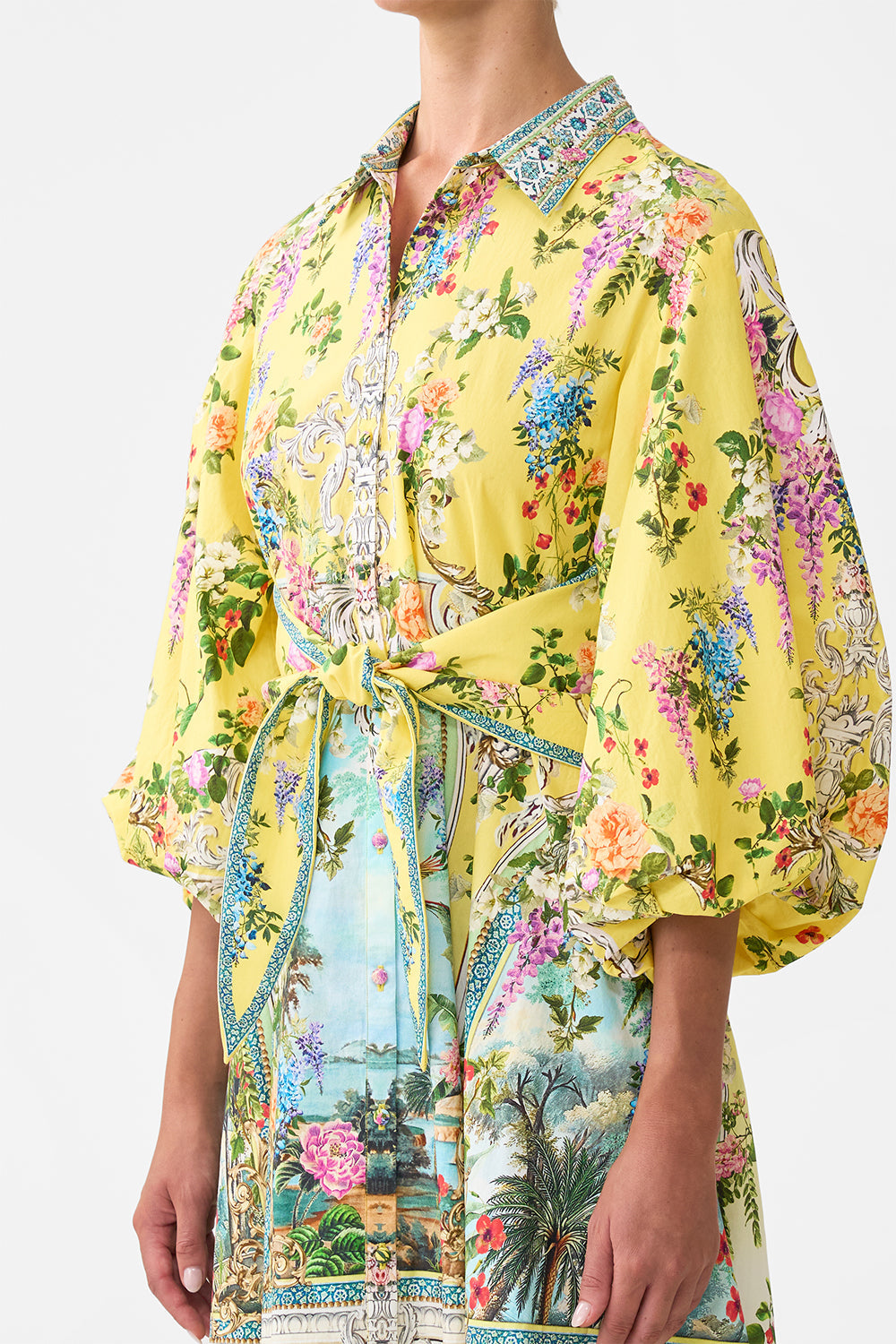 WAIST TIE SHIRT DRESS WITH BUBBLE SLEEVE TALES OF TOPKAPI PALACE