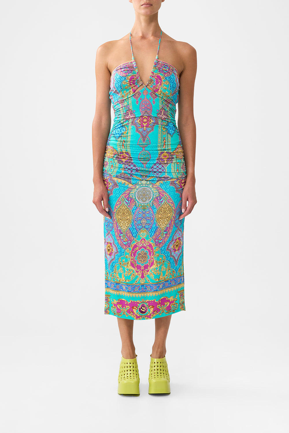 The CAMILLA 4 TIERED GATHERED SKIRT FABRIC OF TIME in our  print.