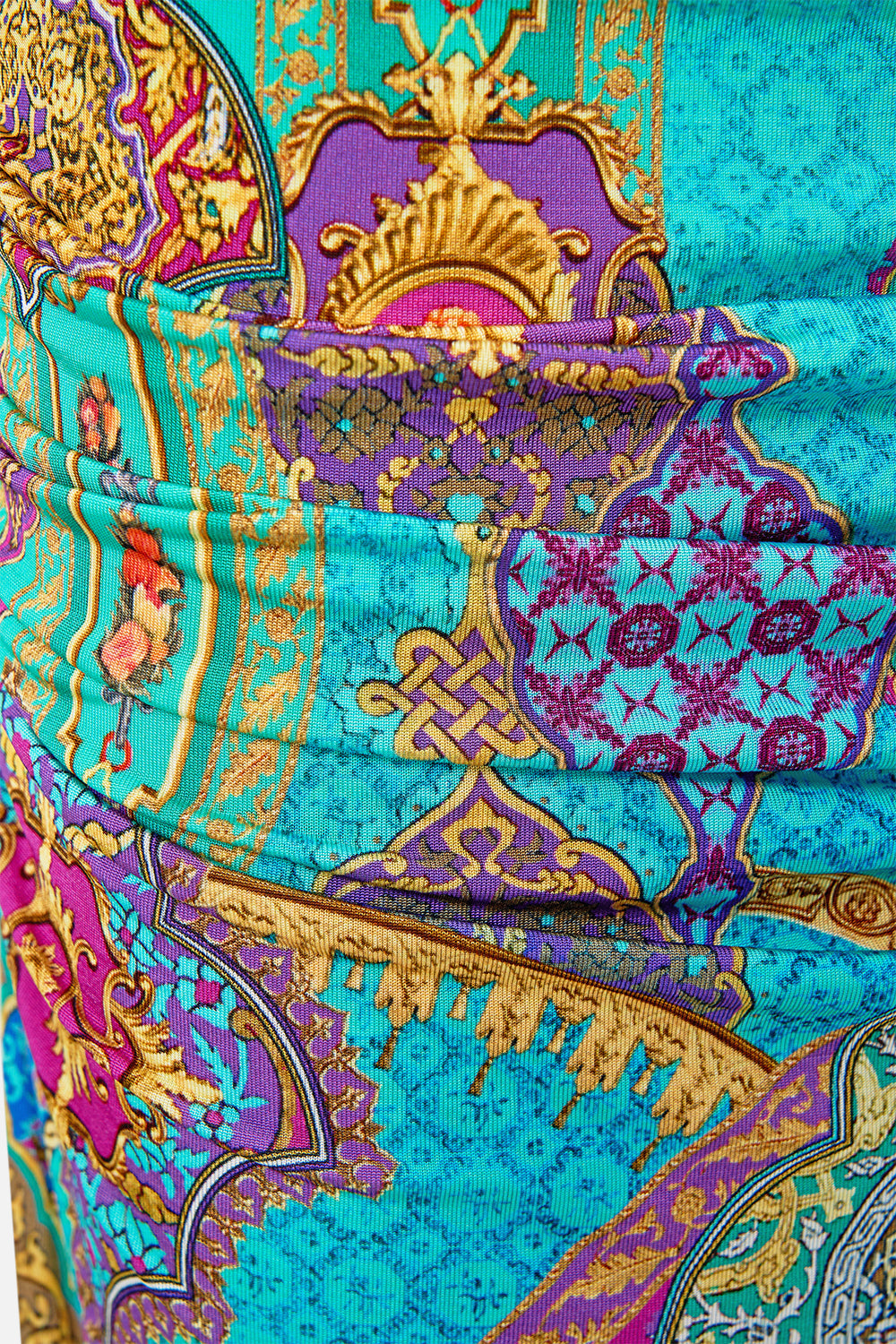 The CAMILLA WIDE BRIM BUCKET HAT THE CONCUBINES CORRIDOR in our  print.
