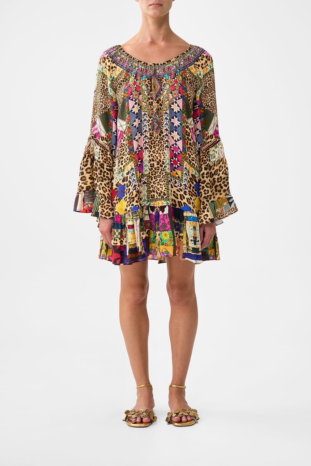 The CAMILLA JENNA ISTANBUL ALCHEMY HIGH WAISTED FLARE DENIM in our  print.