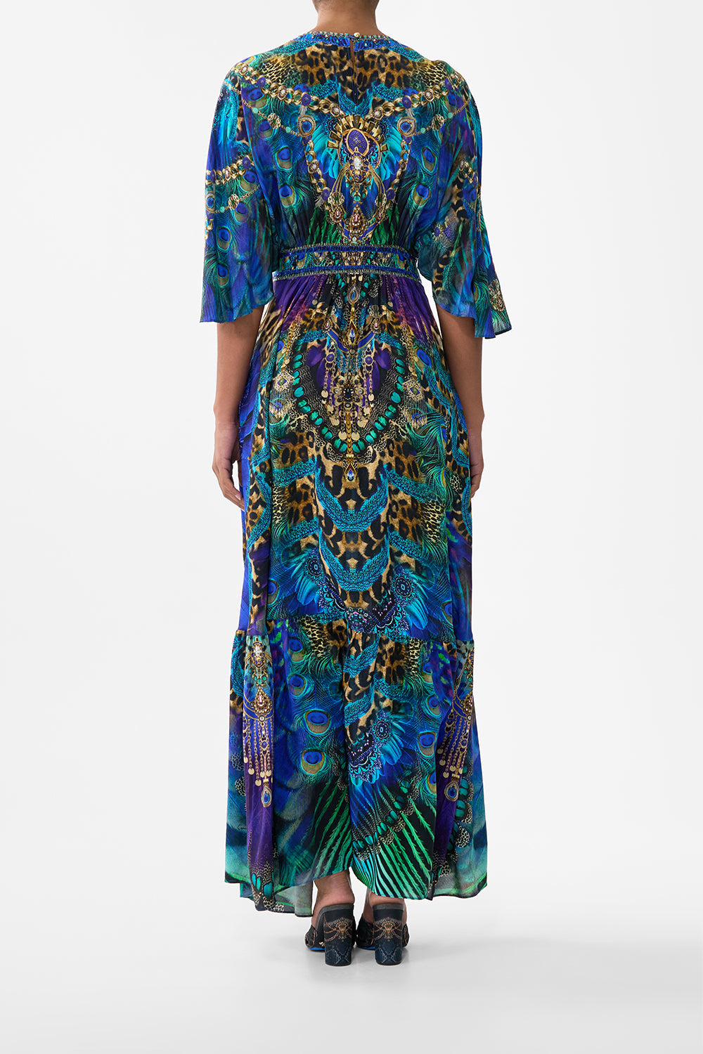 WAISTED DRESS WITH HEM RUFFLE COSMIC ZOOLOGY