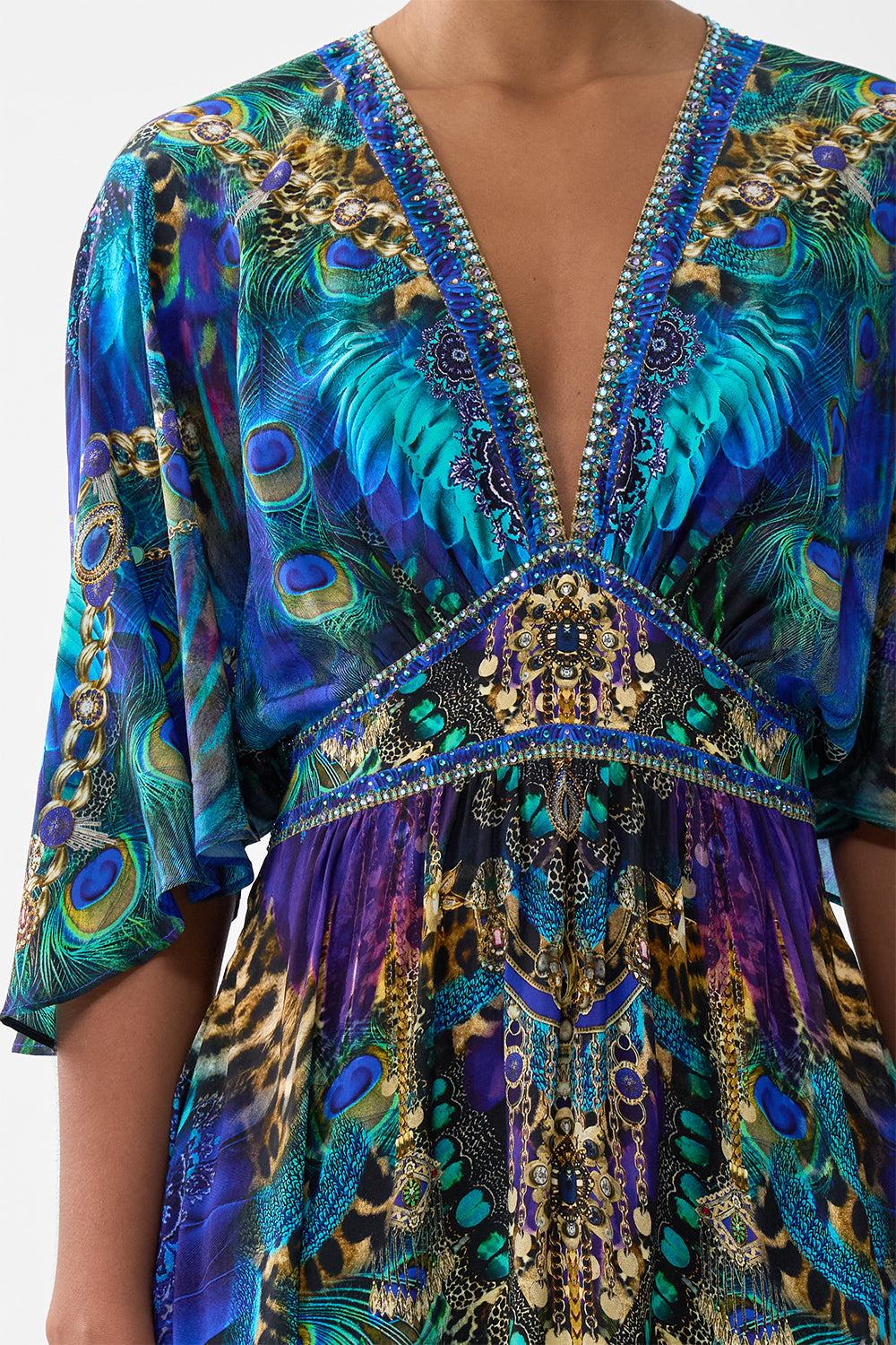 WAISTED DRESS WITH HEM RUFFLE COSMIC ZOOLOGY