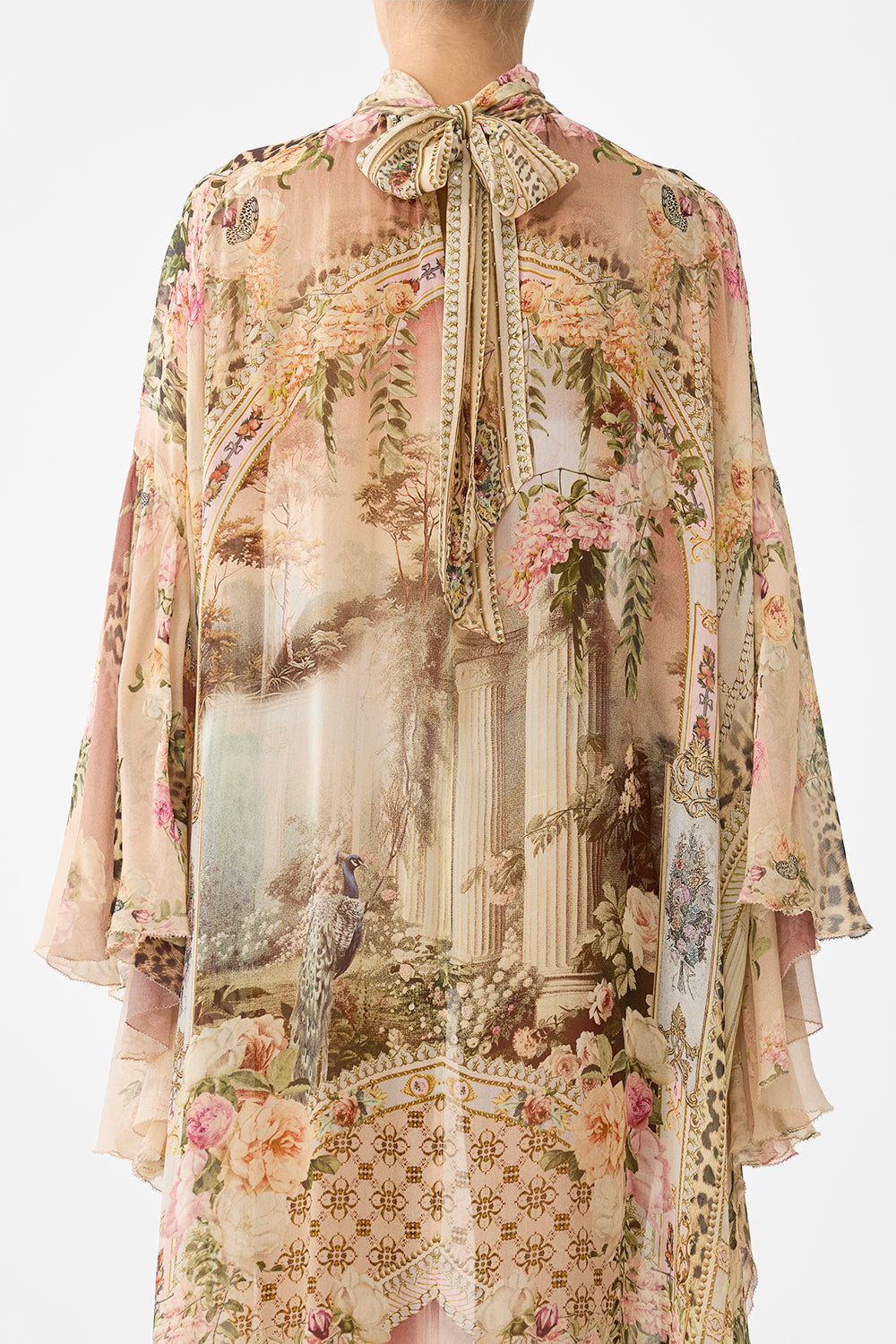 HIGH NECK RUFFLE KAFTAN WATERCOLOUR WONDERLAND