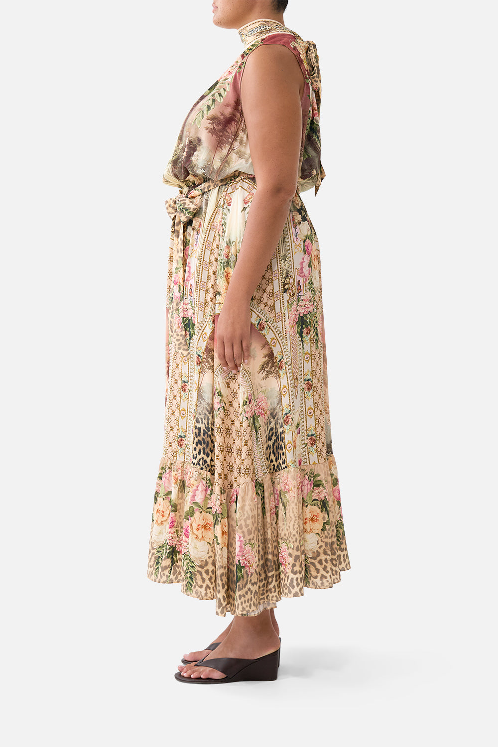 NECKTIE DRESS WITH ELASTICATED WAIST WATERCOLOUR WONDERLAND