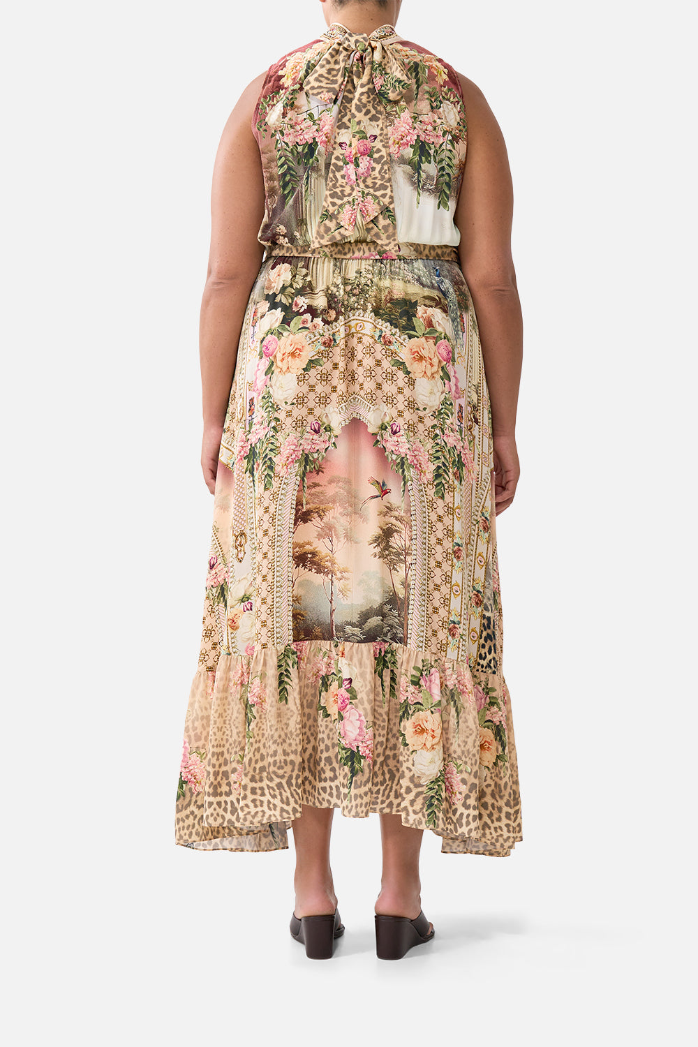 NECKTIE DRESS WITH ELASTICATED WAIST WATERCOLOUR WONDERLAND