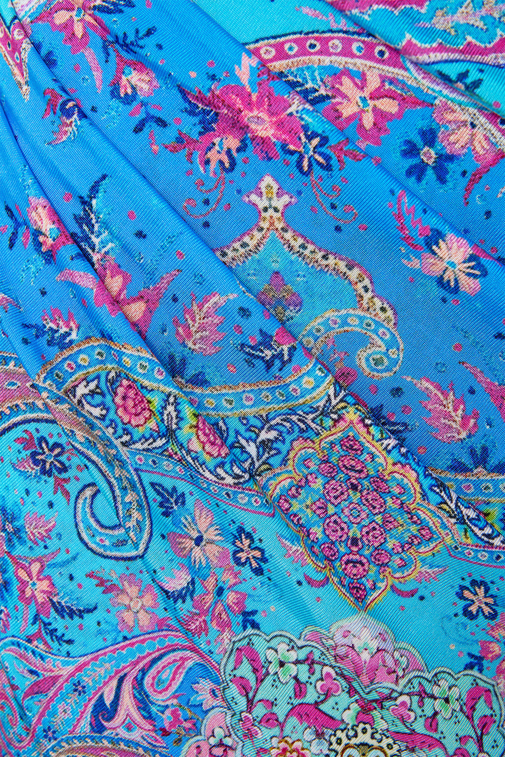 ONE SHOULDER JERSEY DRESS FOOTSTEPS IN FOLKLORE