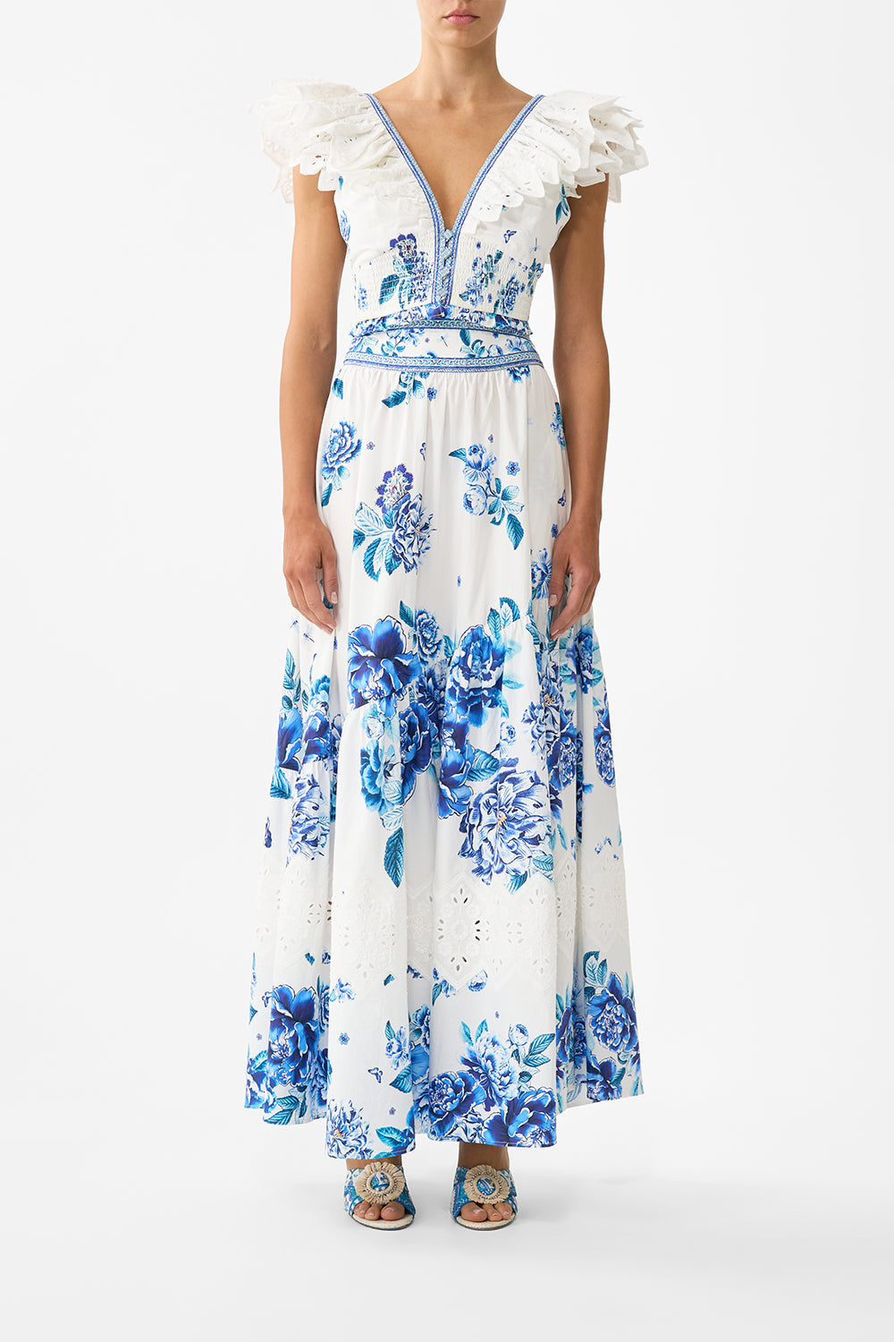 The CAMILLA SHORT DRESS WITH BLOUSON SLEEVE ARTISANS OF ANATOLIA in our  print.