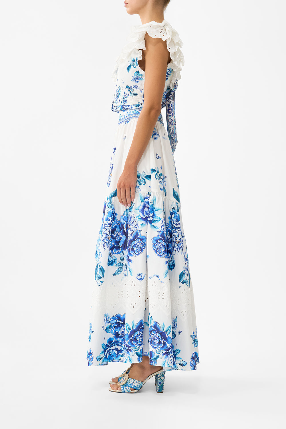 The CAMILLA BLOUSON SLEEVE BLOUSE WITH YOKE OTTOMAN ELEGANCE in our OTTOMAN ELEGANCE print.