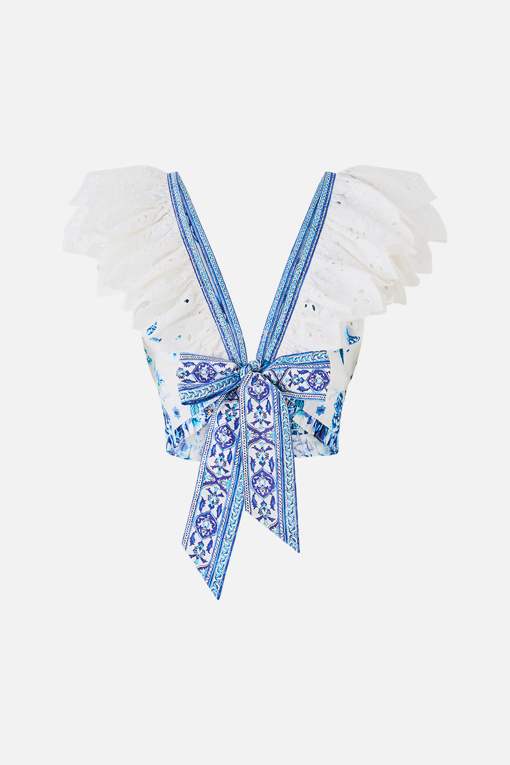 DEEP V FRILL SHORT SLEEVE TOP A CERAMIC GARDEN