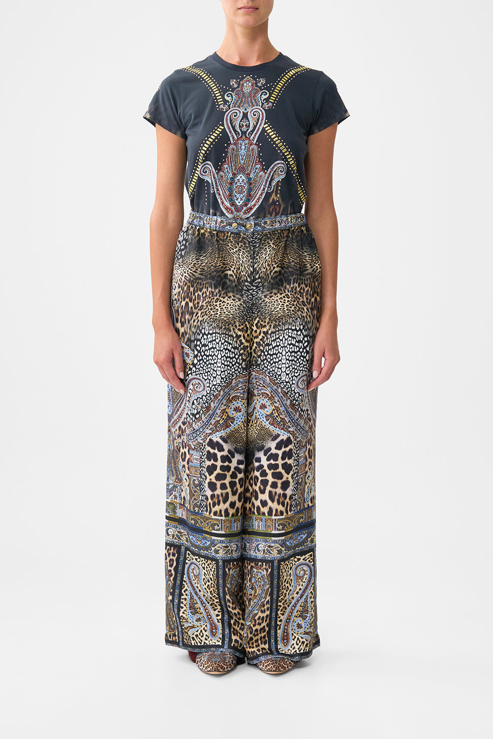 The CAMILLA LACE SPLICE ONE SHOULDER DRESS OTTOMAN ELEGANCE in our  print.