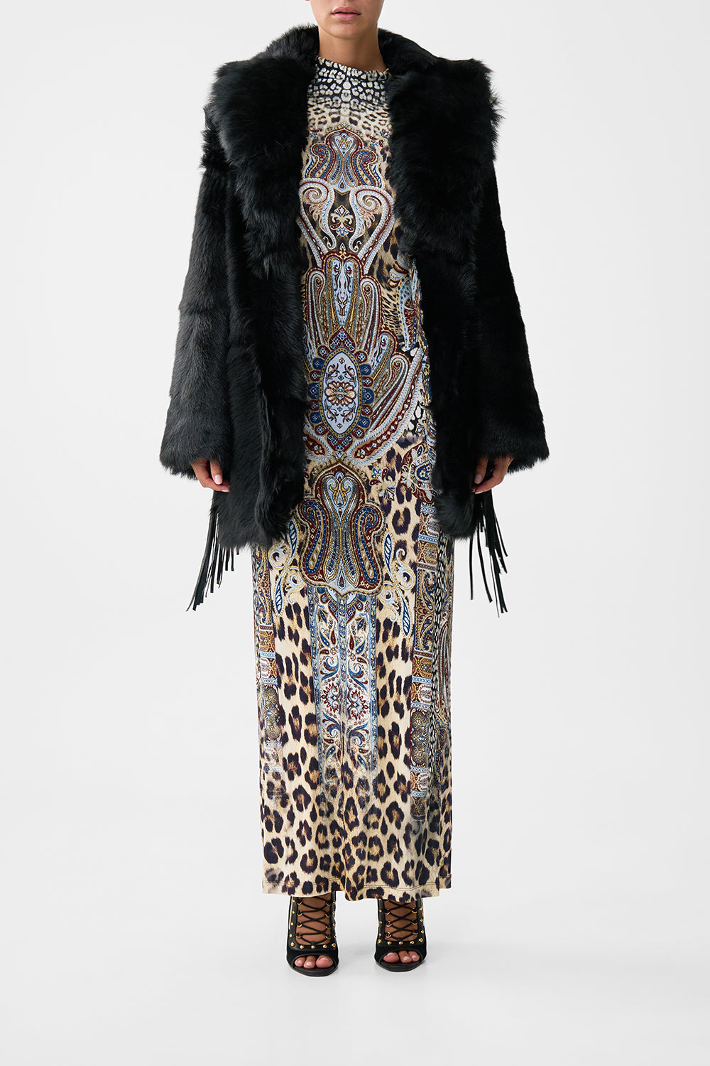 SHEARLING COAT WITH REMOVABLE FRINGING ISTANBUL ANIMALIA