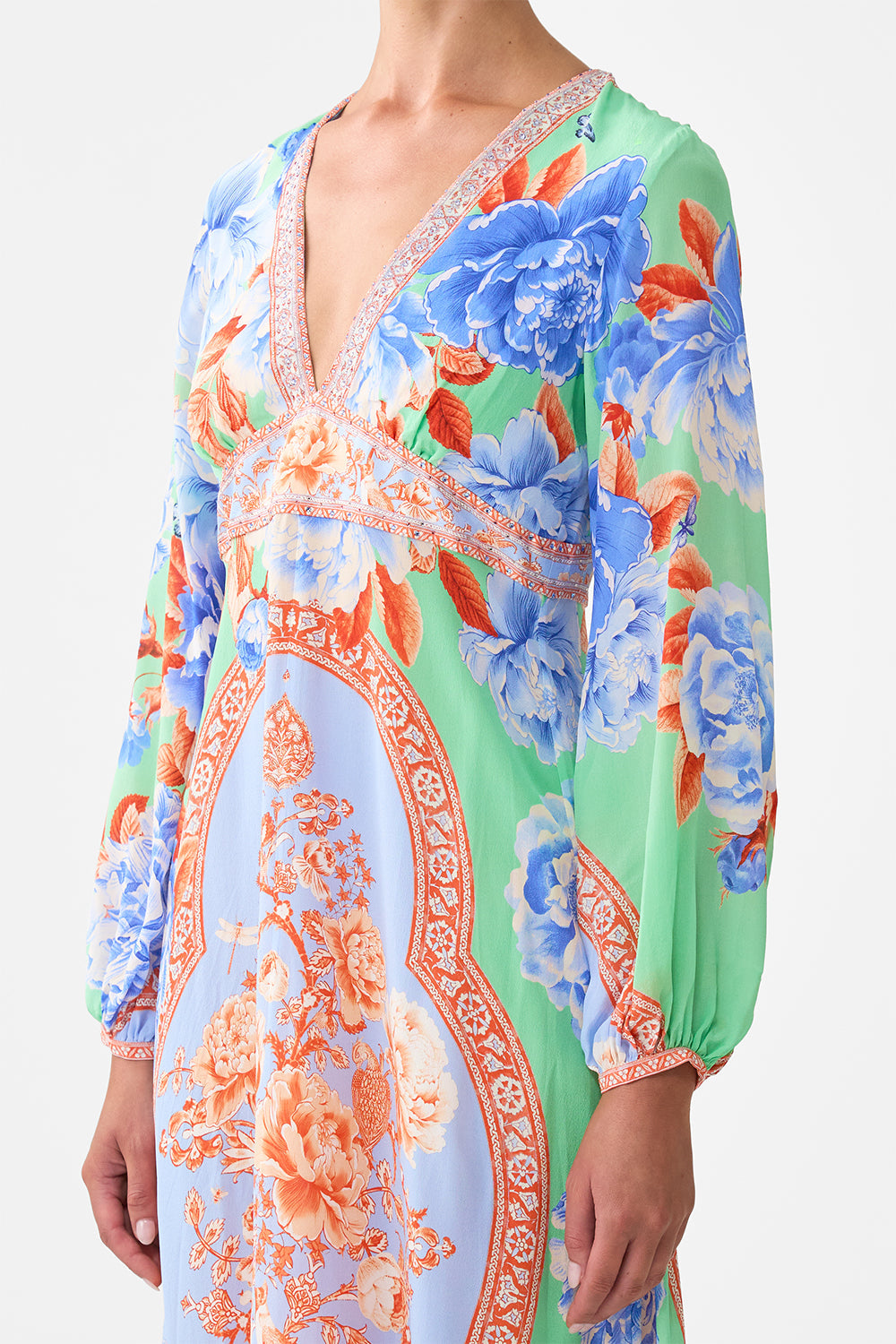 PRINTED LANTERN SLEEVE DRESS TOPKAPI POP