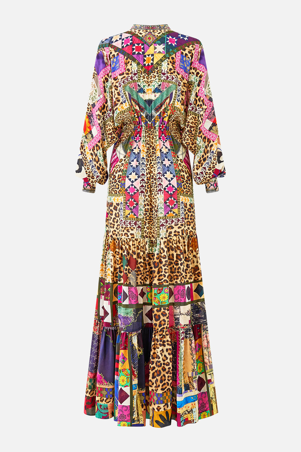 TIERED SHIRTDRESS WITH WIDE WAIST TIE EMBROIDERED EVER AFTER