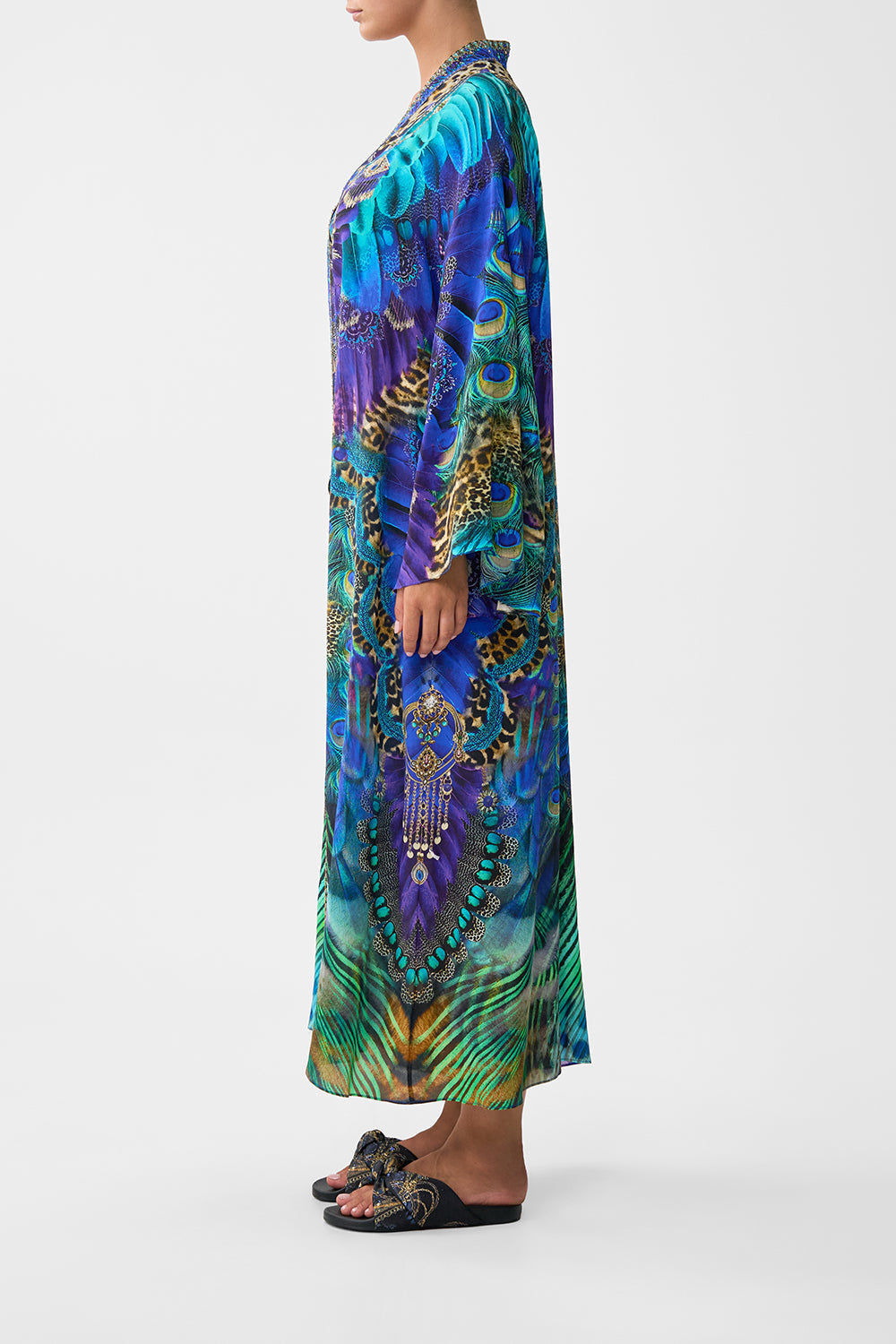 The CAMILLA SHORT KAFTAN WITH CUFF ANIMAL ALCHEMY in our ANIMAL ALCHEMY print.