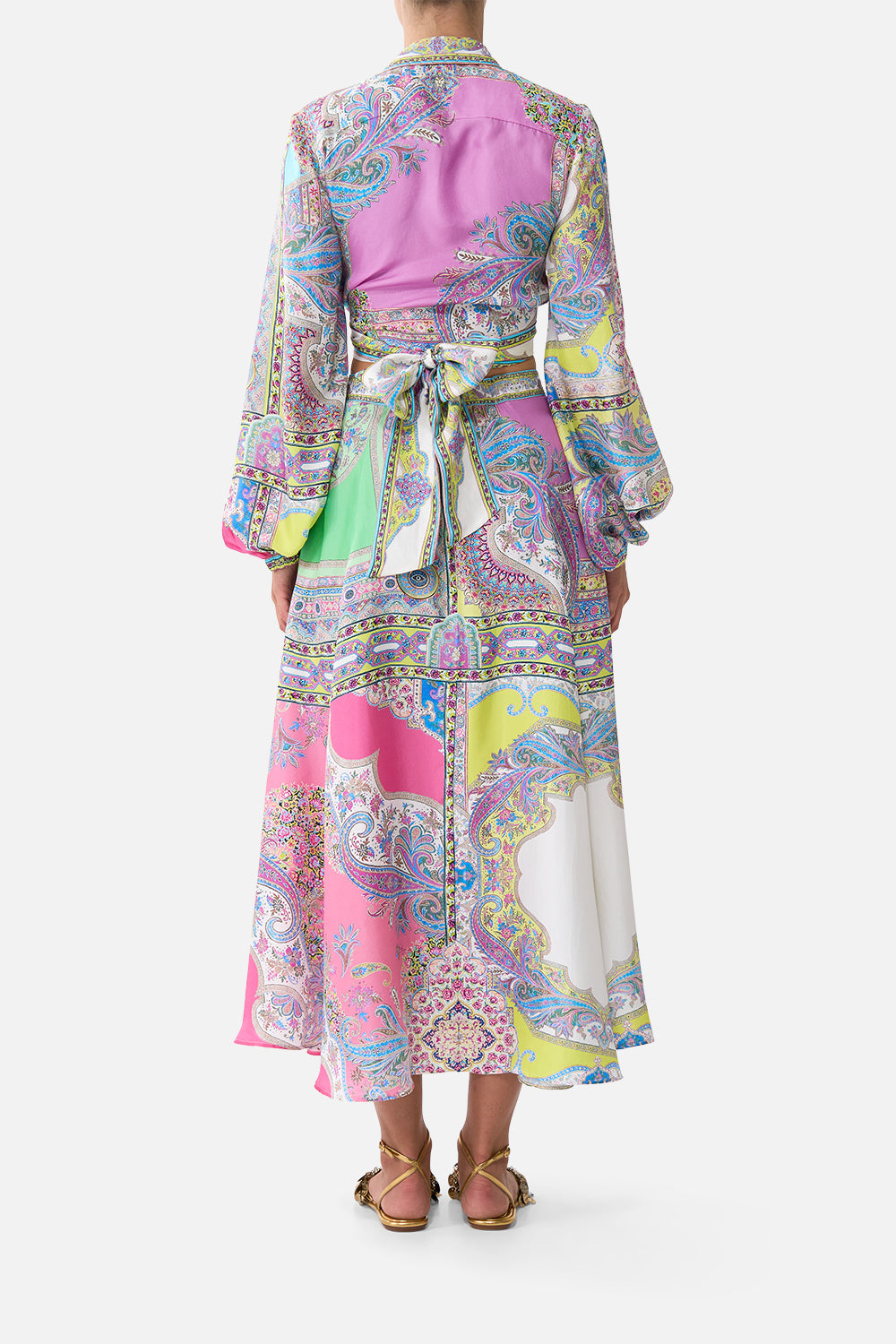 The CAMILLA SCRUNCHIE WITH TIE AND CHARM EMBROIDERED EVER AFTER in our  print.
