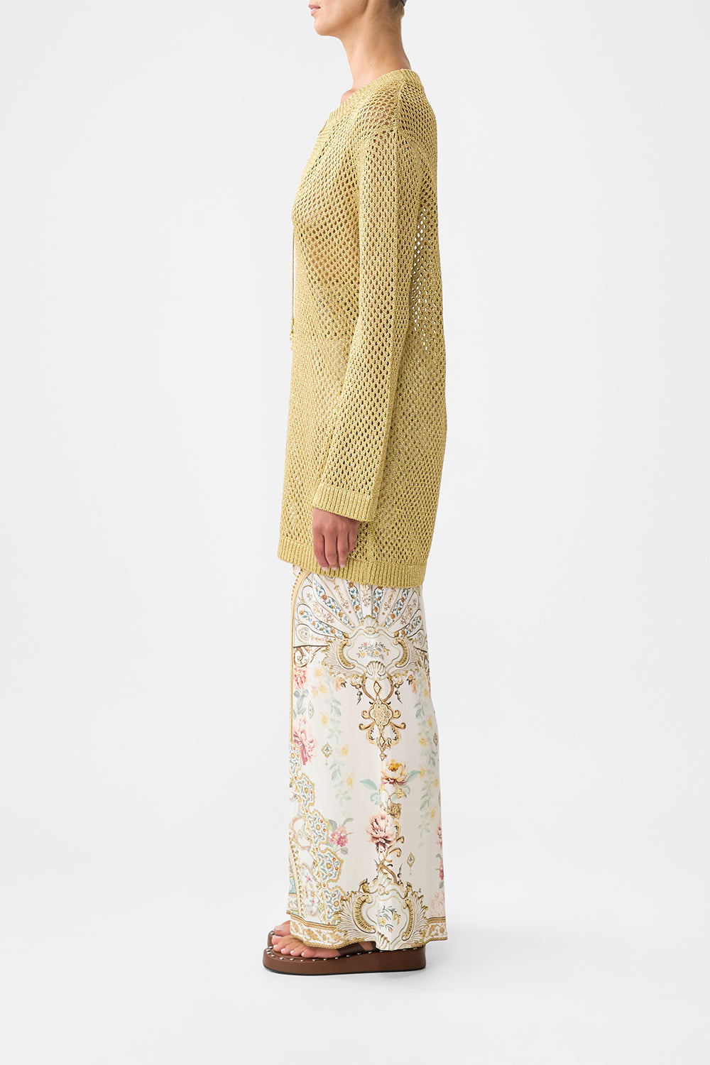 The CAMILLA DRAMATIC SLEEVE COCOON LAYER EMBROIDERED EVER AFTER in our  print.
