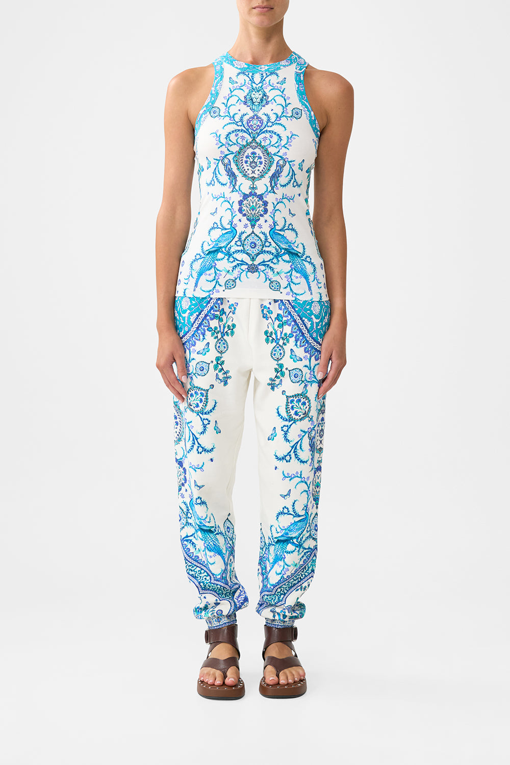 The CAMILLA FLARES WITH LACE UP SIDE IF THESE TILES COULD TALK in our IF THESE TILES COULD TALK print.