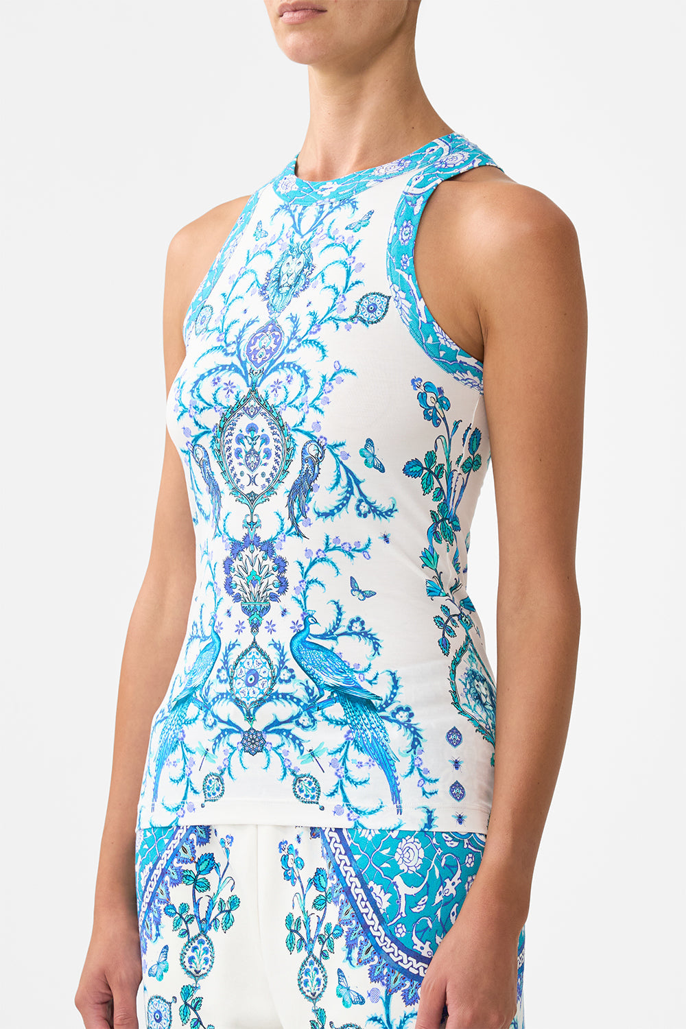 The CAMILLA FLARES WITH LACE UP SIDE IF THESE TILES COULD TALK in our  print.