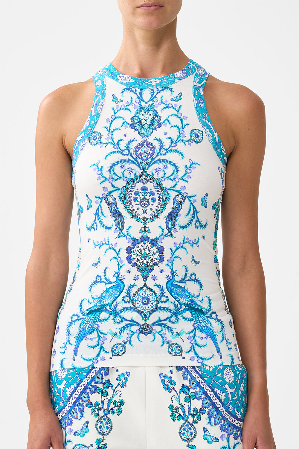 The CAMILLA FLARES WITH LACE UP SIDE IF THESE TILES COULD TALK in our  print.