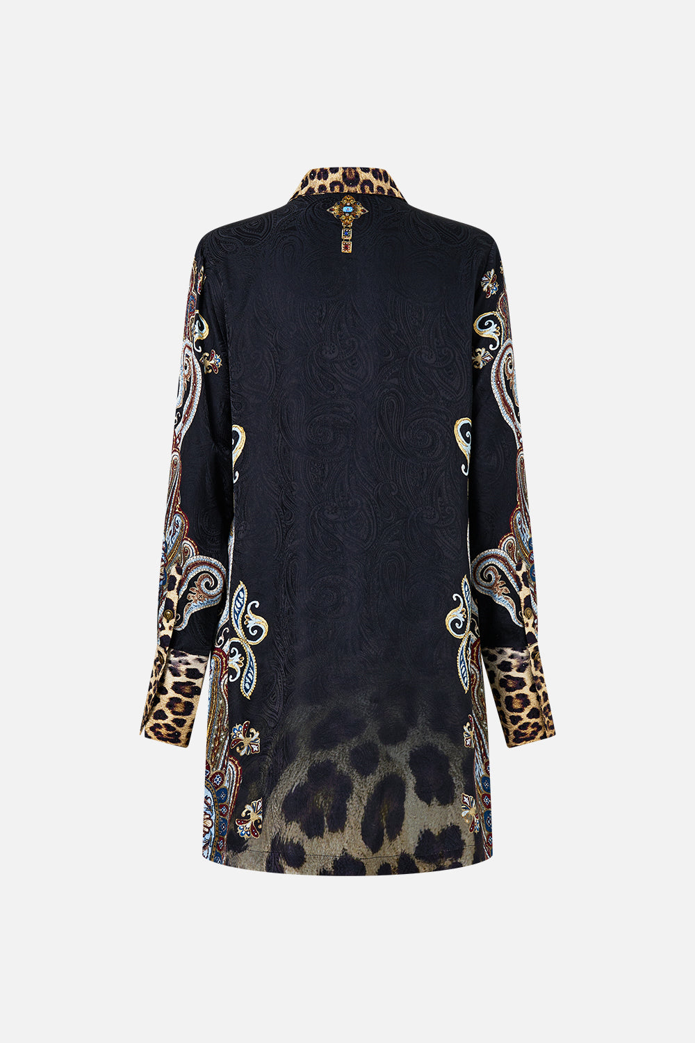 The CAMILLA LONG TIERED DRESS WITH BOW TIES PATCHWORK PANORAMA in our  print.