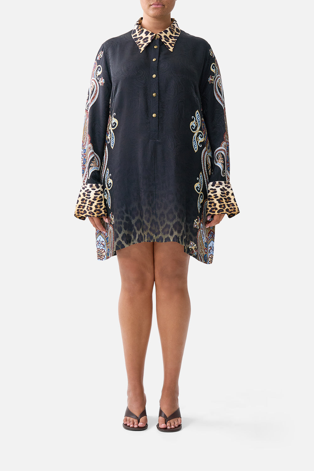 The CAMILLA LONG TIERED DRESS WITH BOW TIES PATCHWORK PANORAMA in our  print.