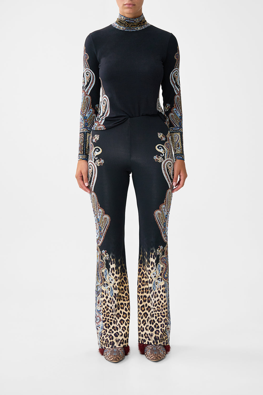 The CAMILLA LONG ROBE WITH TIE MY LUCKY STARS in our  print.
