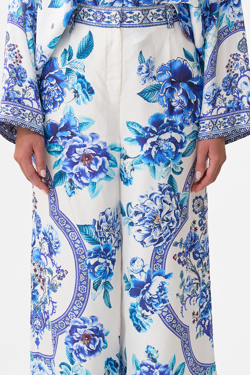 The CAMILLA HALTER TIE BACK TOP FABRIC OF TIME in our  print.