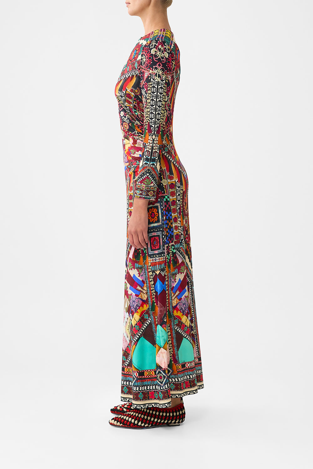 The CAMILLA LACE UP UNDERWIRE SQUARE NECK ONE PIECE FOOTSTEPS IN FOLKLORE in our  print.