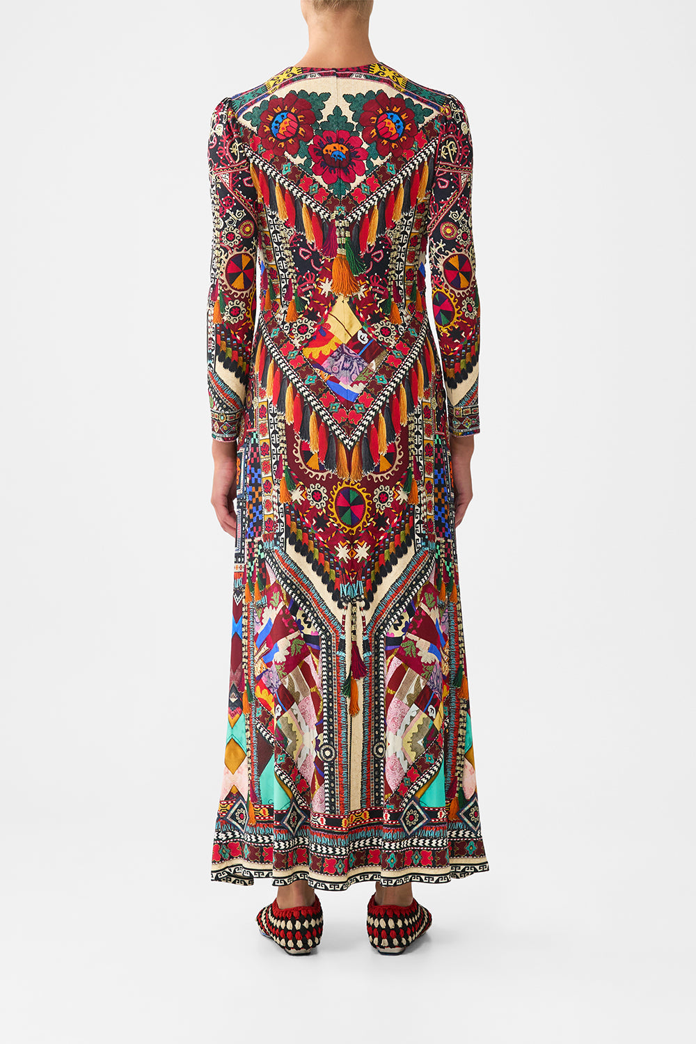 The CAMILLA LACE UP UNDERWIRE SQUARE NECK ONE PIECE FOOTSTEPS IN FOLKLORE in our  print.