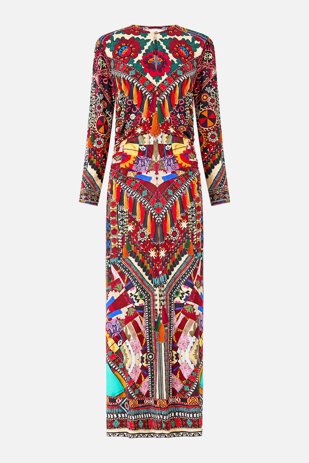 The CAMILLA LACE UP UNDERWIRE SQUARE NECK ONE PIECE FOOTSTEPS IN FOLKLORE in our  print.